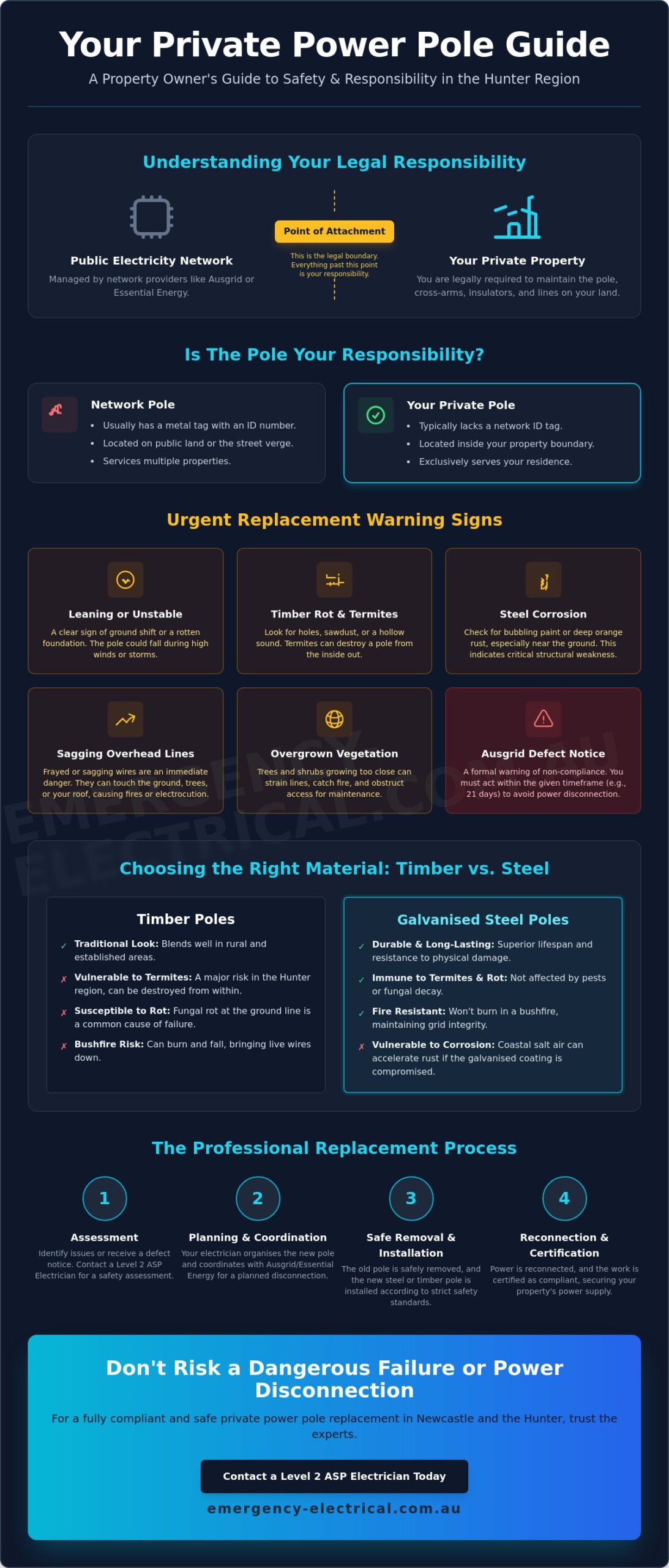 Private Power Pole Replacement: The Complete Guide for Hunter Property Owners